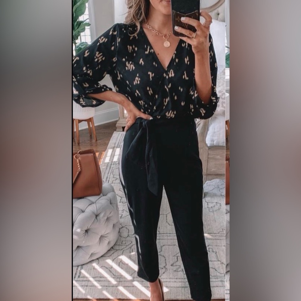 Nordstrom All in Favor Black Patterned Top